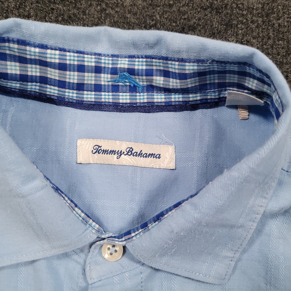 Tommy Bahama Men Button Up Shirt‎ Large Linen Blend Blue Long Sleeve - Picture 7 of 16